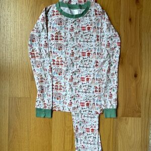 Kids Holiday Pajama Set with Green Trim